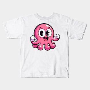 Pink funny octopus Kids T-Shirt